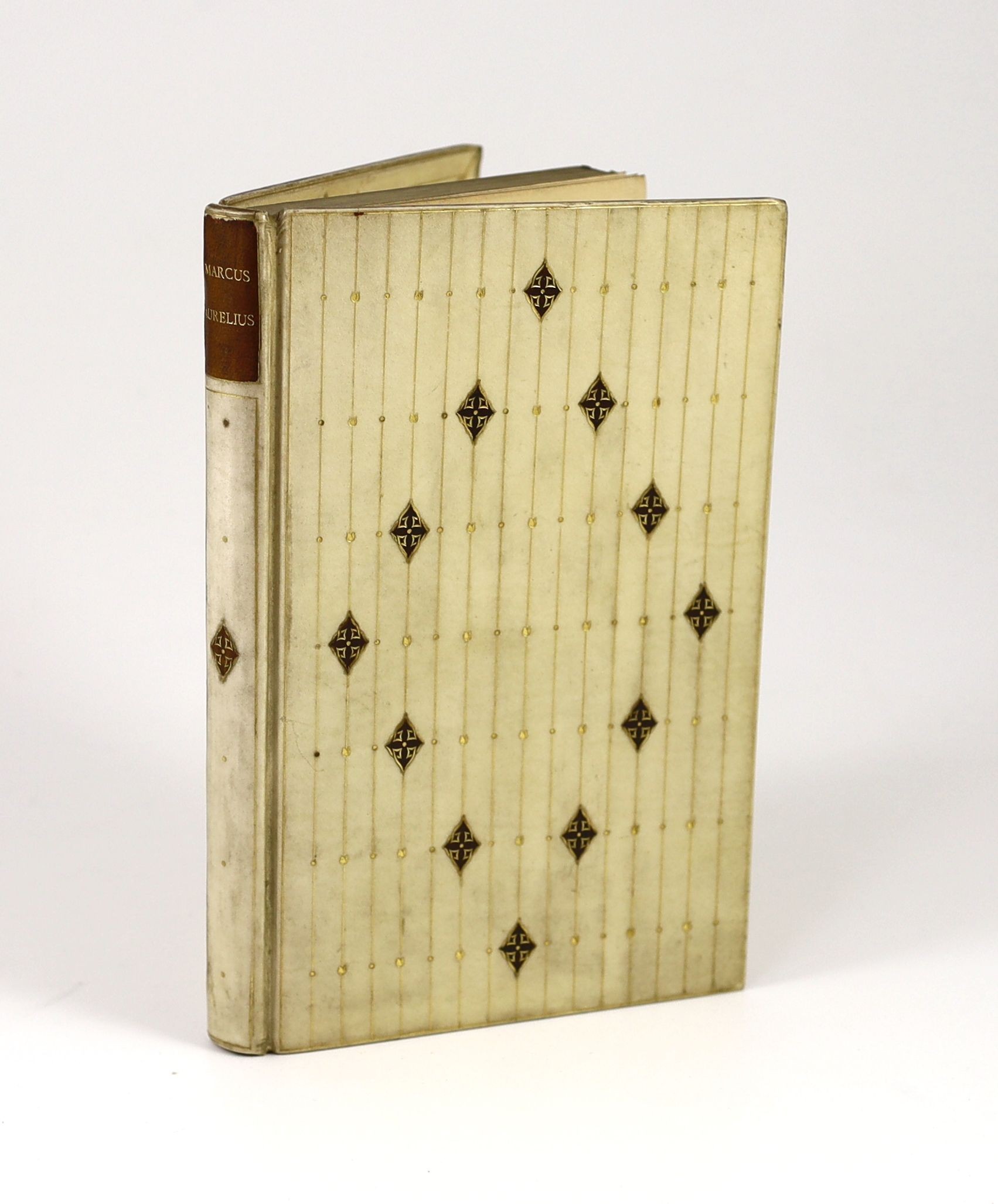 Rivière Binding - Marcus Aurelius Antonius - The XII Books, 8vo, vellum, front board inlaid with gilt brown morocco lozenges, by Riviere and Son, translated by George Long, one of 325, George Bell, London, 1900